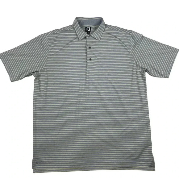 FootJoy Golf Polo Shirt Men's 2XL Green Striped FJ‎ Performance Stretch - Picture 1 of 13